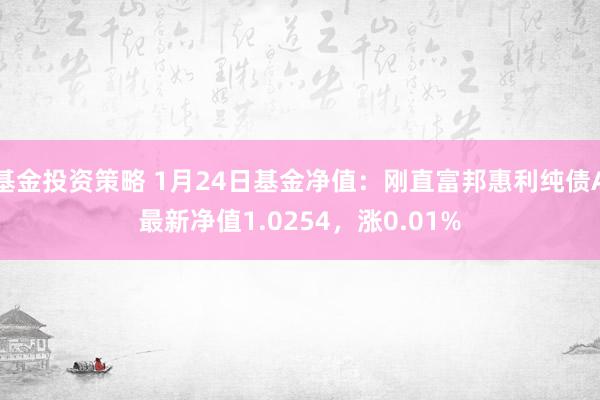 基金投资策略 1月24日基金净值：刚直富邦惠利纯债A最新净值1.0254，涨0.01%