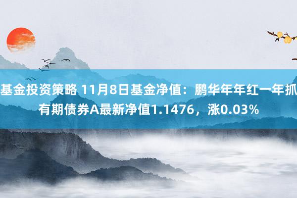 基金投资策略 11月8日基金净值：鹏华年年红一年抓有期债券A最新净值1.1476，涨0.03%