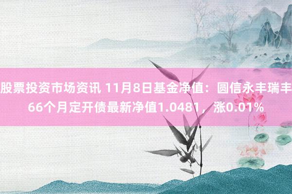 股票投资市场资讯 11月8日基金净值：圆信永丰瑞丰66个月定开债最新净值1.0481，涨0.01%