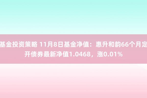 基金投资策略 11月8日基金净值：惠升和韵66个月定开债券最新净值1.0468，涨0.01%