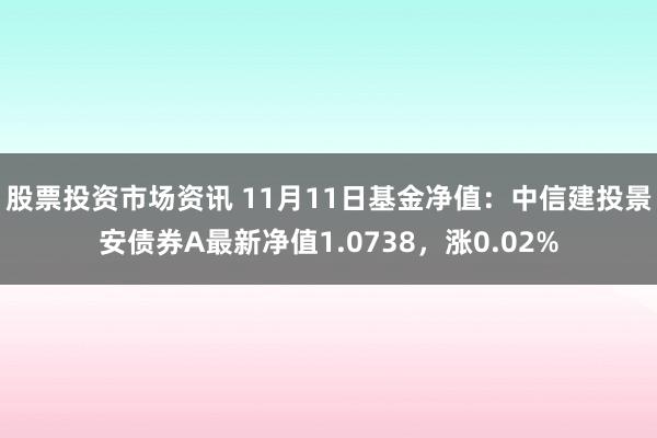 股票投资市场资讯 11月11日基金净值：中信建投景安债券A最新净值1.0738，涨0.02%