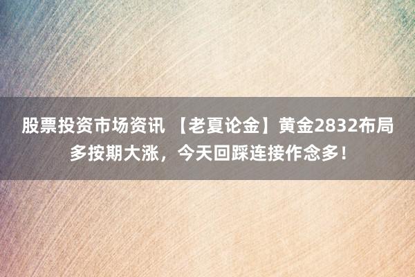 股票投资市场资讯 【老夏论金】黄金2832布局多按期大涨，今天回踩连接作念多！