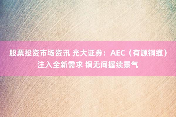 股票投资市场资讯 光大证券：AEC（有源铜缆）注入全新需求 铜无间握续景气