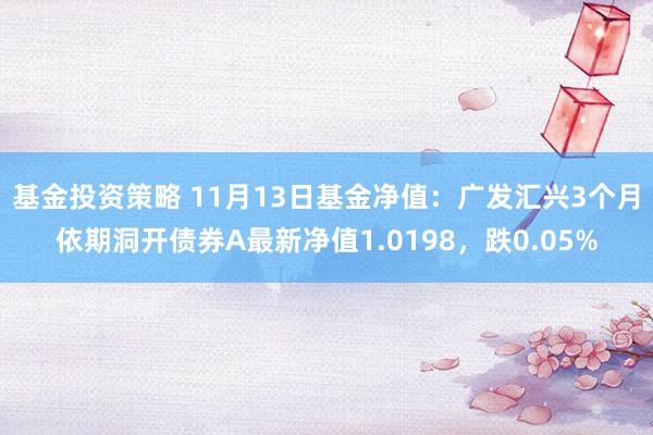 基金投资策略 11月13日基金净值：广发汇兴3个月依期洞开债券A最新净值1.0198，跌0.05%