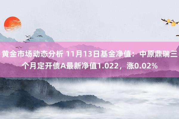 黄金市场动态分析 11月13日基金净值：中原鼎瑞三个月定开债A最新净值1.022，涨0.02%