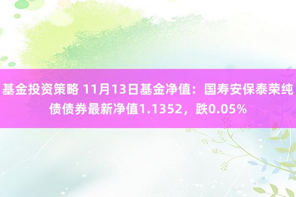 基金投资策略 11月13日基金净值：国寿安保泰荣纯债债券最新净值1.1352，跌0.05%