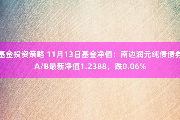 基金投资策略 11月13日基金净值：南边润元纯债债券A/B最新净值1.2388，跌0.06%