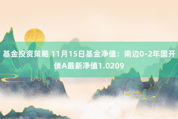 基金投资策略 11月15日基金净值：南边0-2年国开债A最新净值1.0209