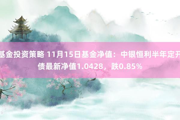 基金投资策略 11月15日基金净值：中银恒利半年定开债最新净值1.0428，跌0.85%