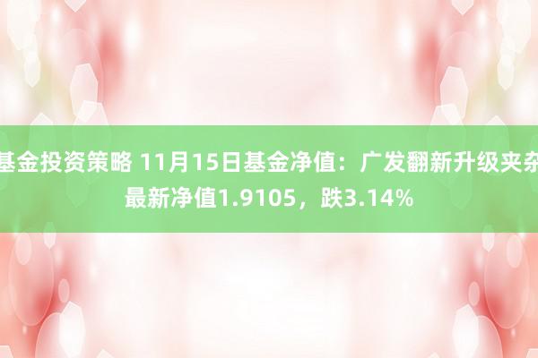 基金投资策略 11月15日基金净值：广发翻新升级夹杂最新净值1.9105，跌3.14%