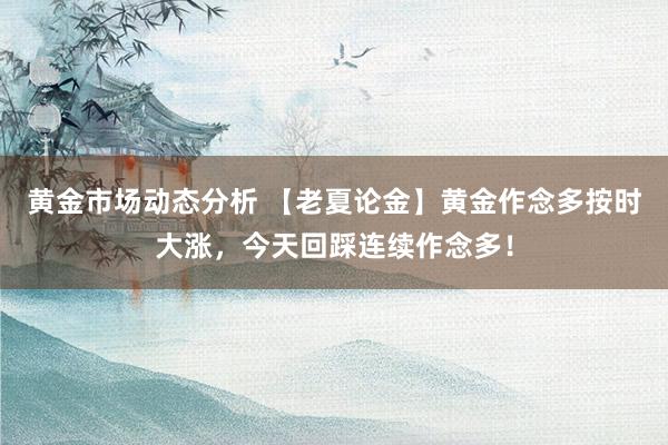 黄金市场动态分析 【老夏论金】黄金作念多按时大涨，今天回踩连续作念多！