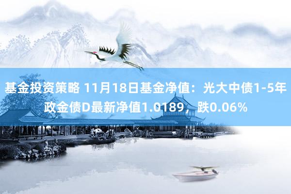 基金投资策略 11月18日基金净值：光大中债1-5年政金债D最新净值1.0189，跌0.06%