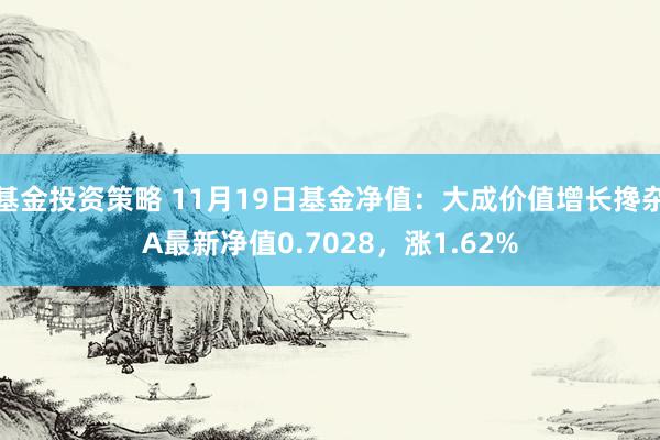 基金投资策略 11月19日基金净值：大成价值增长搀杂A最新净值0.7028，涨1.62%