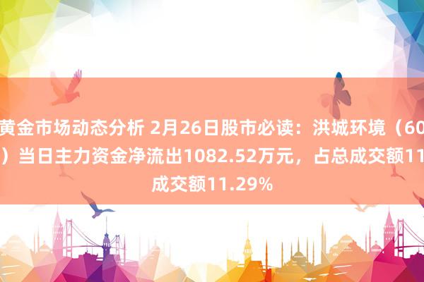 黄金市场动态分析 2月26日股市必读：洪城环境（600461）当日主力资金净流出1082.52万元，占总成交额11.29%