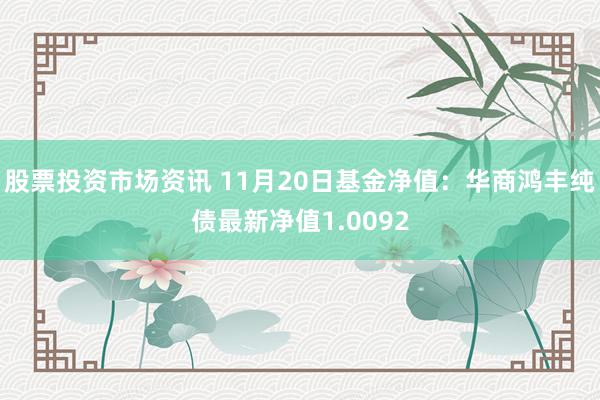 股票投资市场资讯 11月20日基金净值：华商鸿丰纯债最新净值1.0092