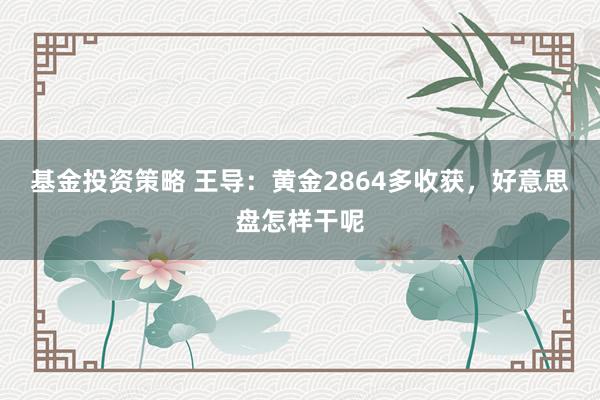 基金投资策略 王导：黄金2864多收获，好意思盘怎样干呢