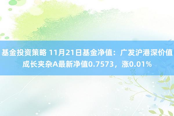 基金投资策略 11月21日基金净值：广发沪港深价值成长夹杂A最新净值0.7573，涨0.01%