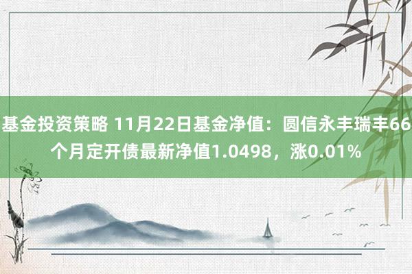 基金投资策略 11月22日基金净值：圆信永丰瑞丰66个月定开债最新净值1.0498，涨0.01%