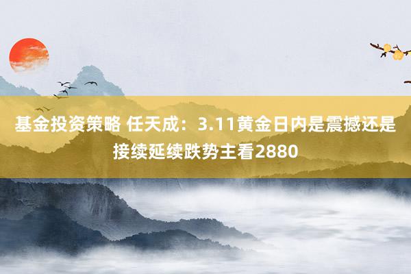 基金投资策略 任天成：3.11黄金日内是震撼还是接续延续跌势主看2880