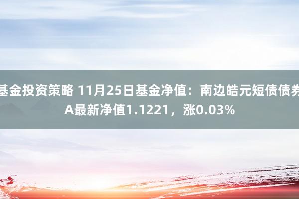 基金投资策略 11月25日基金净值：南边皓元短债债券A最新净值1.1221，涨0.03%