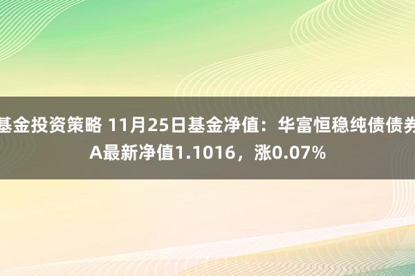 基金投资策略 11月25日基金净值：华富恒稳纯债债券A最新净值1.1016，涨0.07%