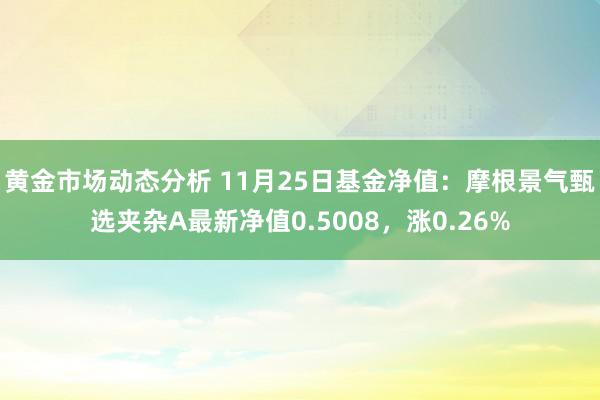 黄金市场动态分析 11月25日基金净值：摩根景气甄选夹杂A最新净值0.5008，涨0.26%