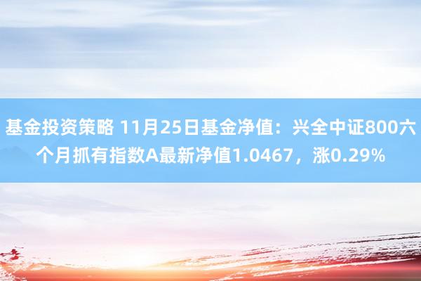 基金投资策略 11月25日基金净值：兴全中证800六个月抓有指数A最新净值1.0467，涨0.29%