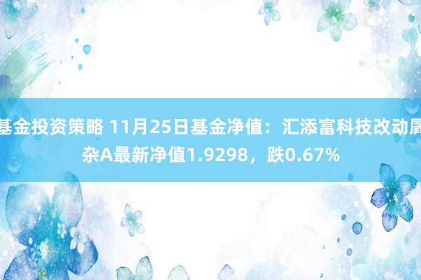 基金投资策略 11月25日基金净值：汇添富科技改动羼杂A最新净值1.9298，跌0.67%